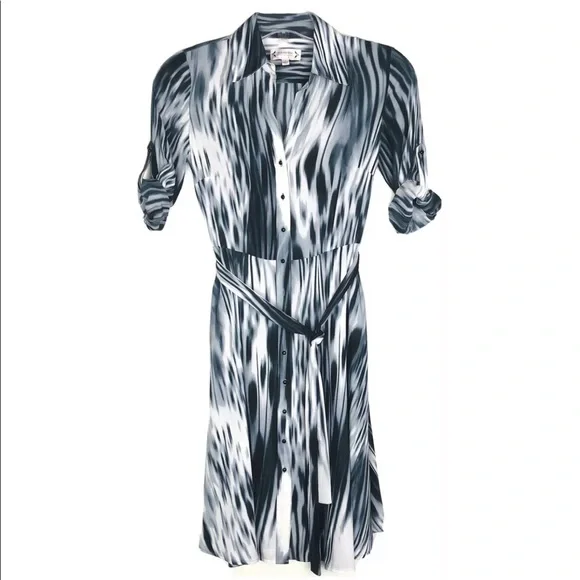 Nanette Lepore button front dress Midi collar belt pockets 1/2 tab sleeve Size 2 - Picture 1 of 10